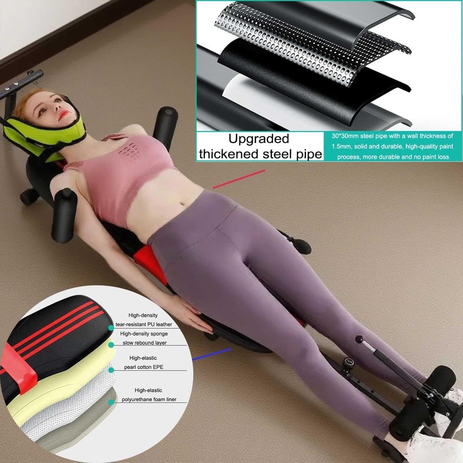 Rückendehnungsbank, Rückendehnungs-Dekompressionsbank, mit zervikaler Traktion, Trainings-Traktionstisch, for zervikale Spondylose, Bandscheibenvorfall