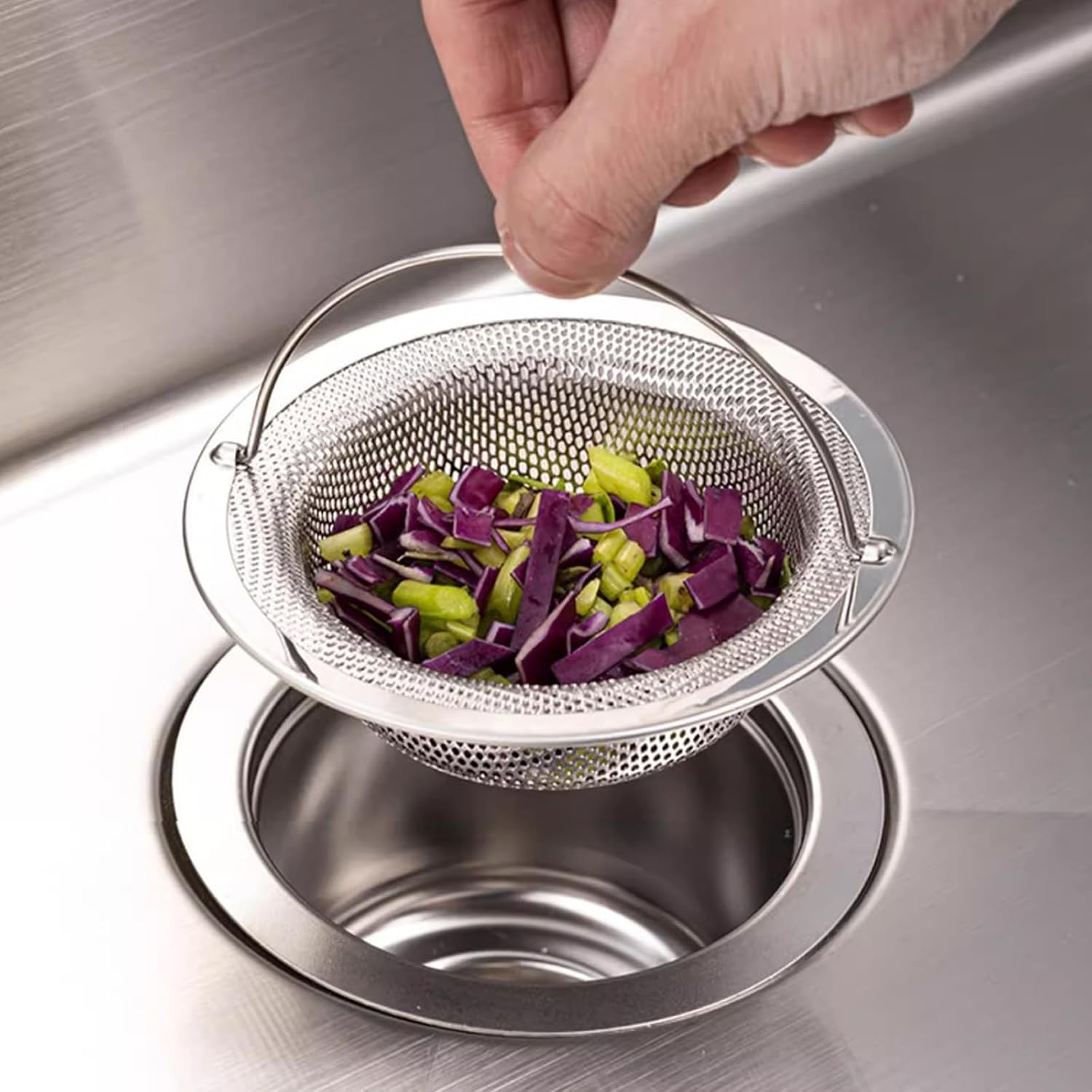 2 Pcs Sink Strainer for Most Kitchen Sink Drain Basket, Stainless Steel Sinks Drain Strainer (Outer Diameter 4.4 Inch)