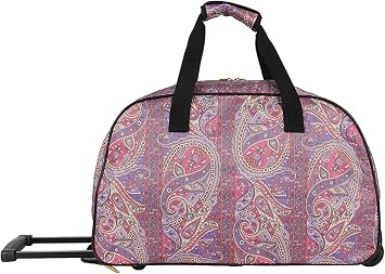 Lucas Designer Carry On Luggage Collection - Lightweight Pattern 22 Inch Duffel Bag- Weekender Overnight Business Travel Suitcase with 2- Rolling Spinner Wheels SEA FORM PAISLEY