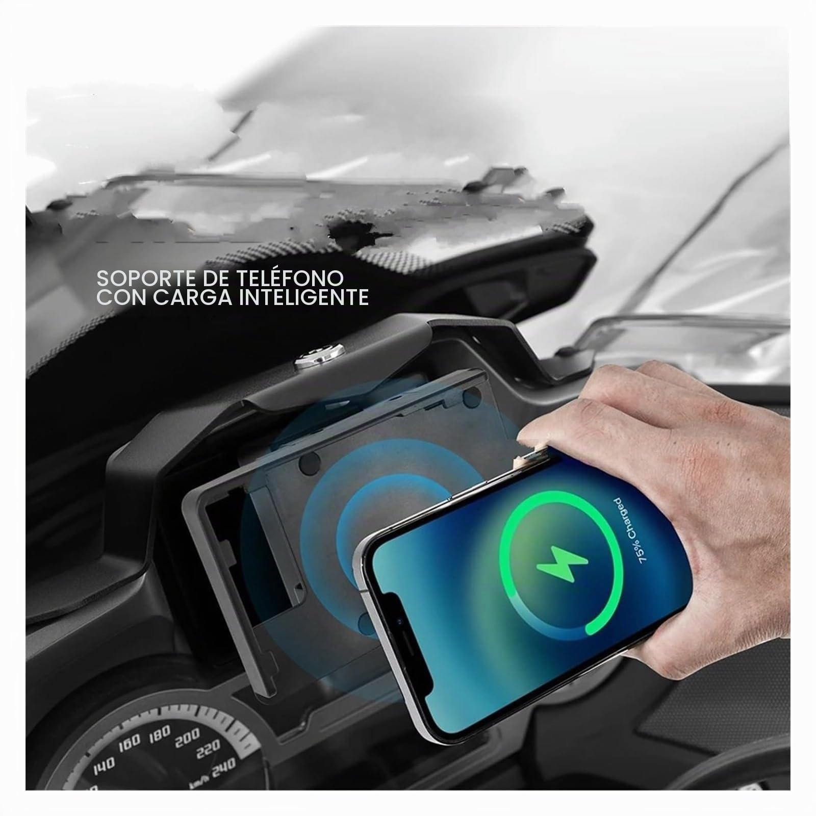 para B&MW R1200RT R1250RT 2014-2020 Soporte De Navegación GPS para Teléfono Móvil USB para Motocicleta Soporte Carga Inalámbrica Soporte Soporte De Navegación(Wireless and USB)