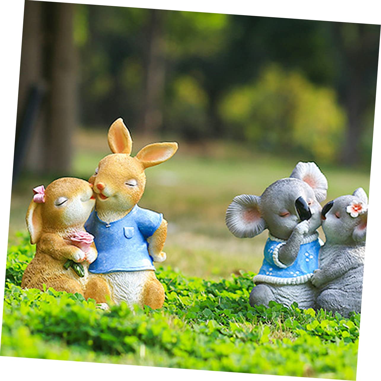 TOYANDONA Garten Deko Paar Kaninchen Figur Kunstharz für Außenbereich Niedliche Gartenskulptur für Kinder Wetterfest und Langlebig für Gartenliebhaber
