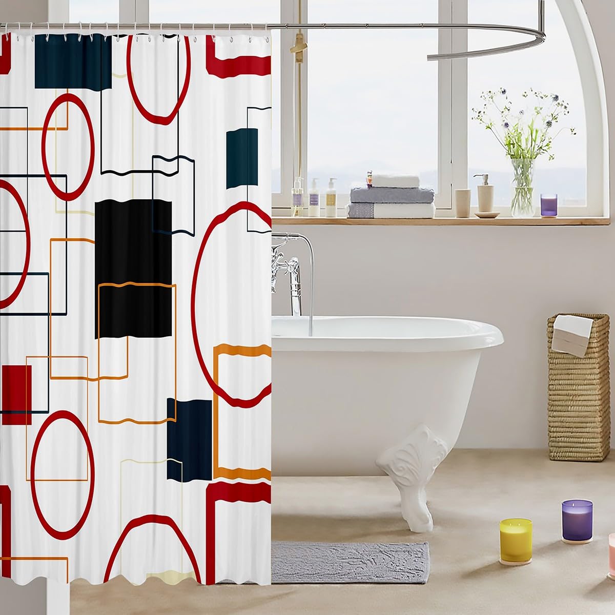 1/4 pezzi Set da bagno con motivo cartoni animati, tenda da doccia