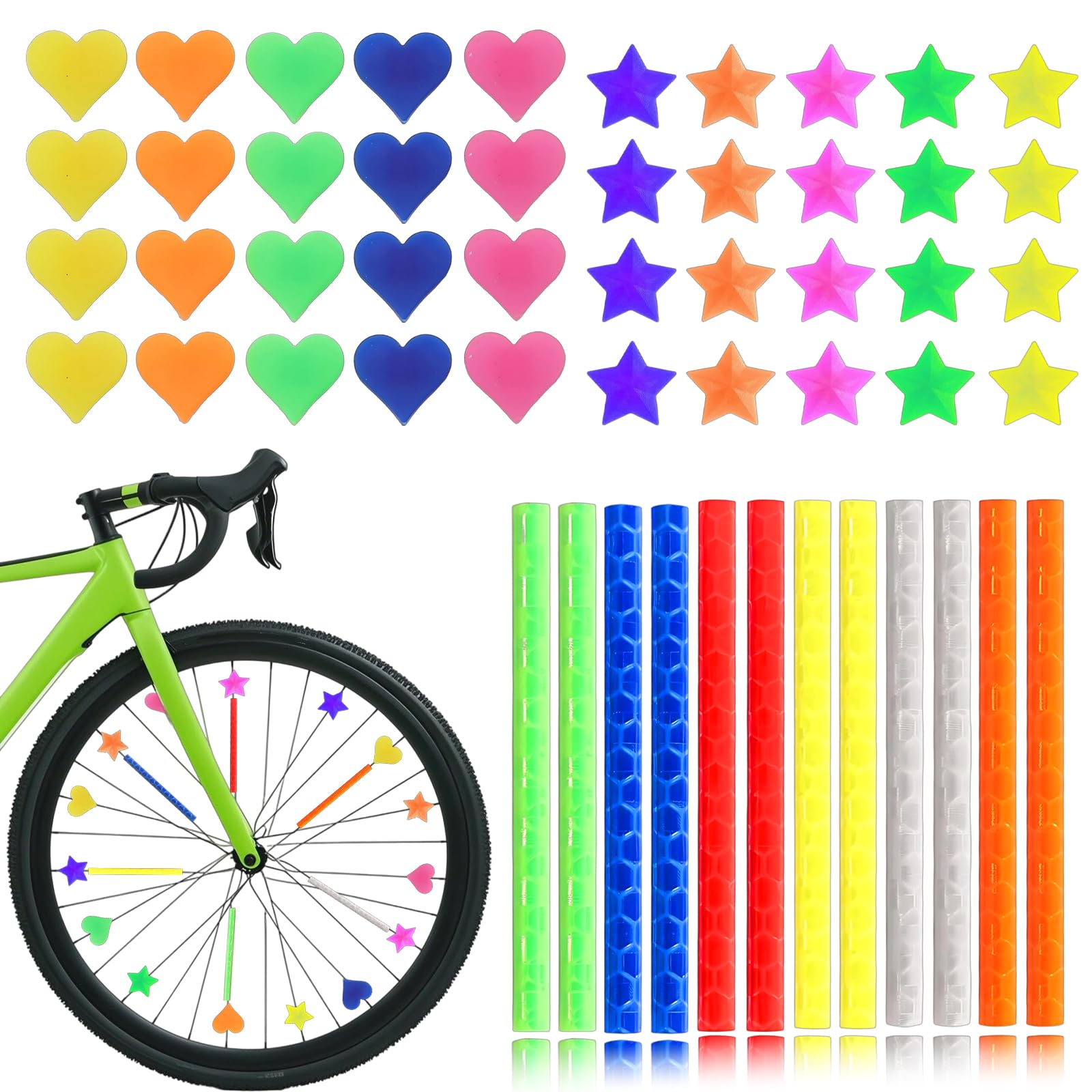 AHEJIOO 84 Stück Fahrrad Zubehör, Speichenreflektoren Fahrrad Kinder, Fahrrad Zubehör Kinder, Woom Fahrrad Kinder, Katzenaugen Fahrrad Kinder, Fahrradzubehör Kinder, Reflektoren Fahrrad Kinder Sport & Freizeit