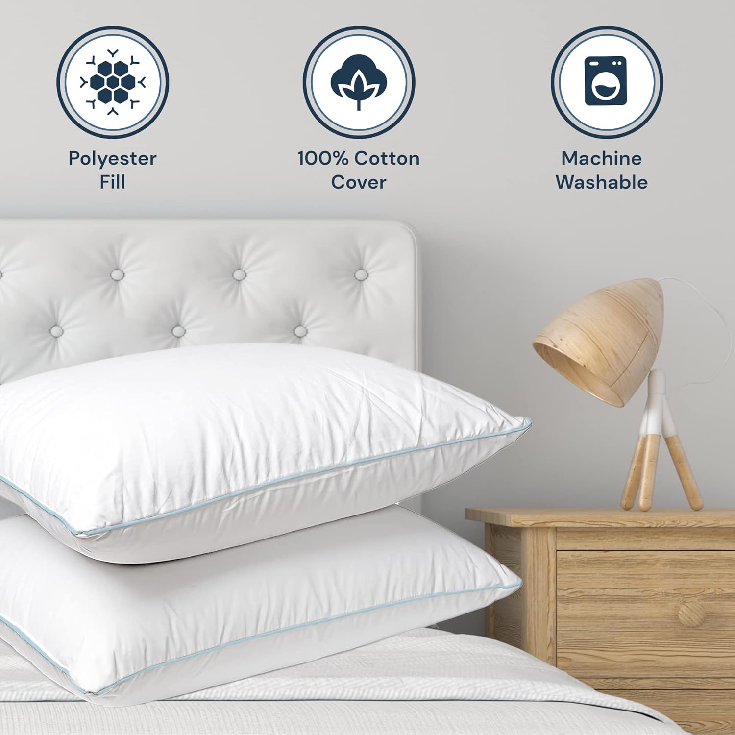 Set of 2 Pillows Similar to Holiday Inn Soft Blue Cord Soft Bed Pillow - Queen Size