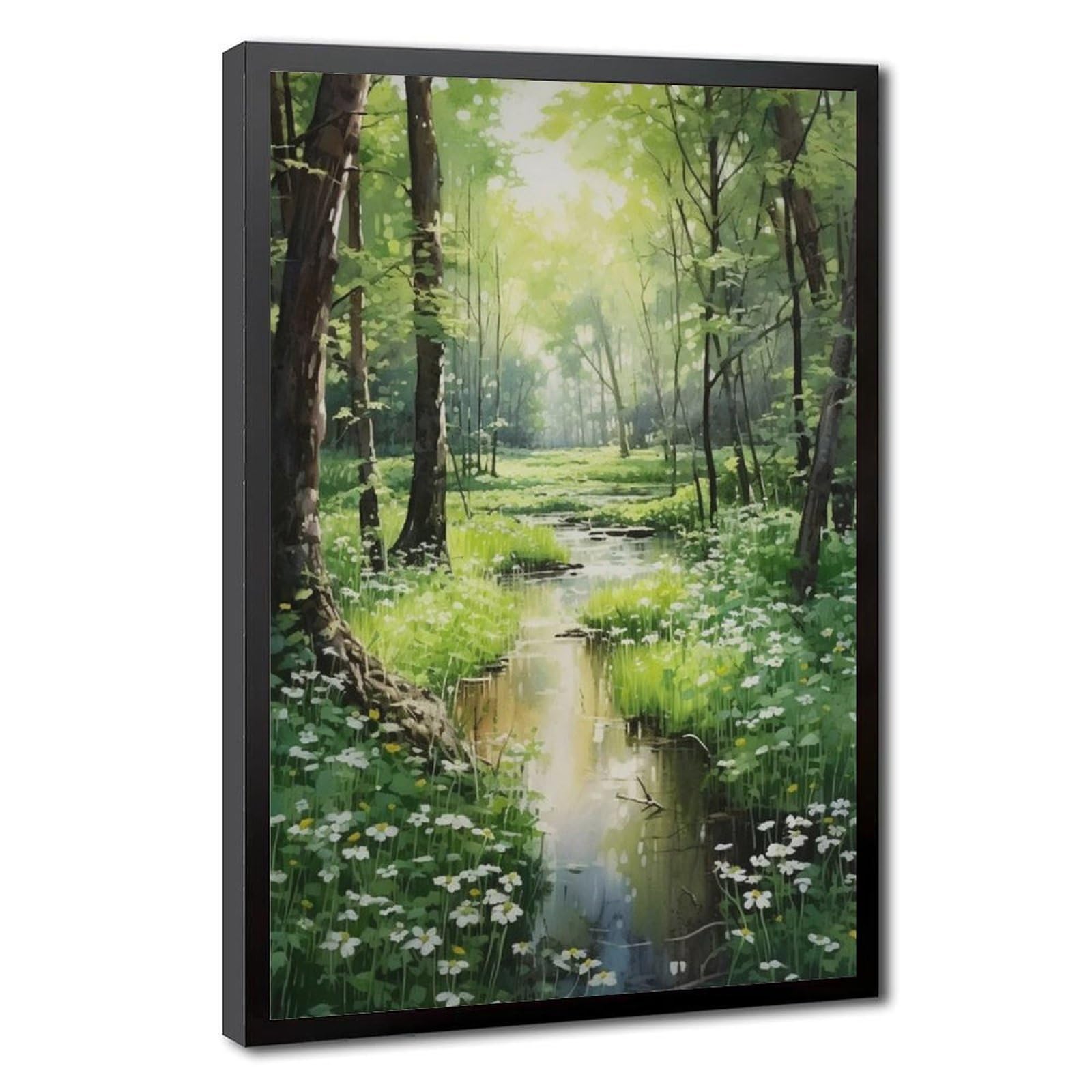 Bareronor Sunlit Forest Watercolor Canvas Poster Bedroom Decor Landscape Office Room Decor Gift 16" L X 24" W