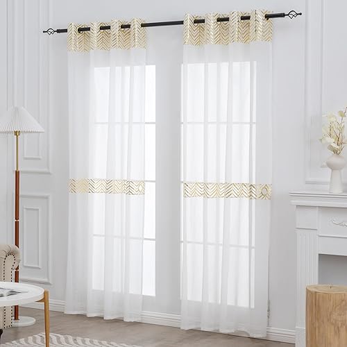 Miniatura 8 de L.Z.E Cortinas de 96 pulgadas, juego de 2 paneles de cortinas traslúcidas para sala de estar, cortinas con textura de lino con alzapaños para