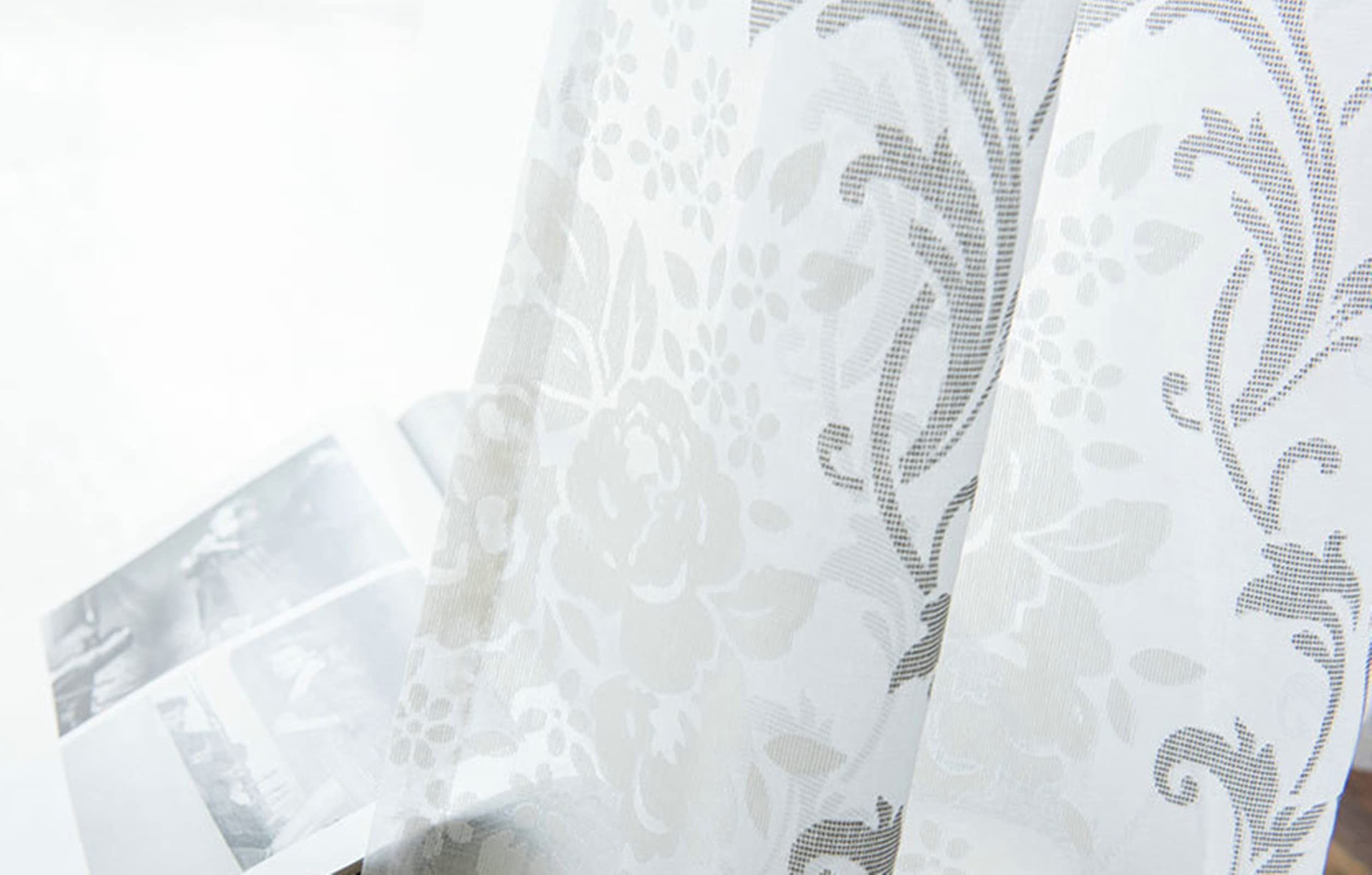 KnSam Tende grigie, 132 x 107 cm, con fiori ricamati, semitrasparenti, per finestra con occhielli, leggere, morbide, in poliestere, per camera da letto, set da 2 pezzi