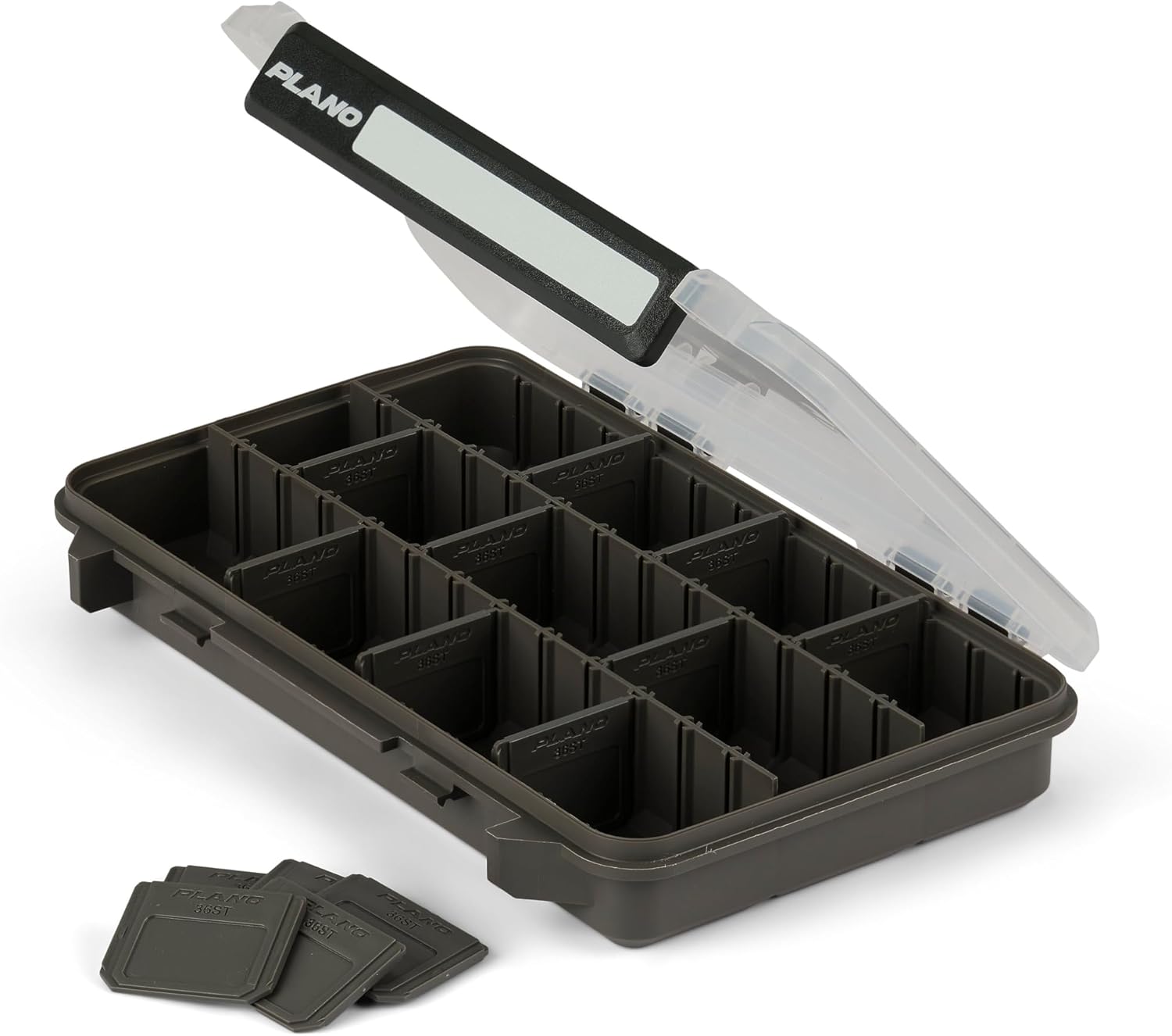 Plano StowAway 3600 Stow Tackle Box with Corrosion-Preventive Rustricor, 4-Pack, Single Latch Design, Transparent DuraView Lid, Stackable Storage for Fishing Bait, Lures and Gear