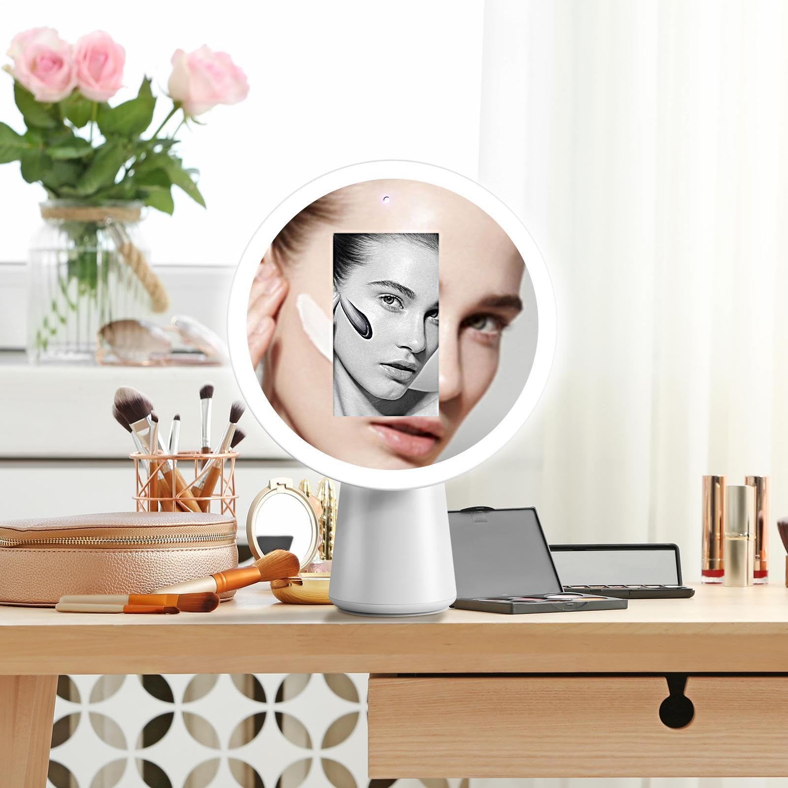 Genérico Espejo de Maquillaje Regulable, Aumento y Alta Definición | Espejo de tocador de sobremesa con luz mujeres damas madre novia viaje dormitorio vestidor