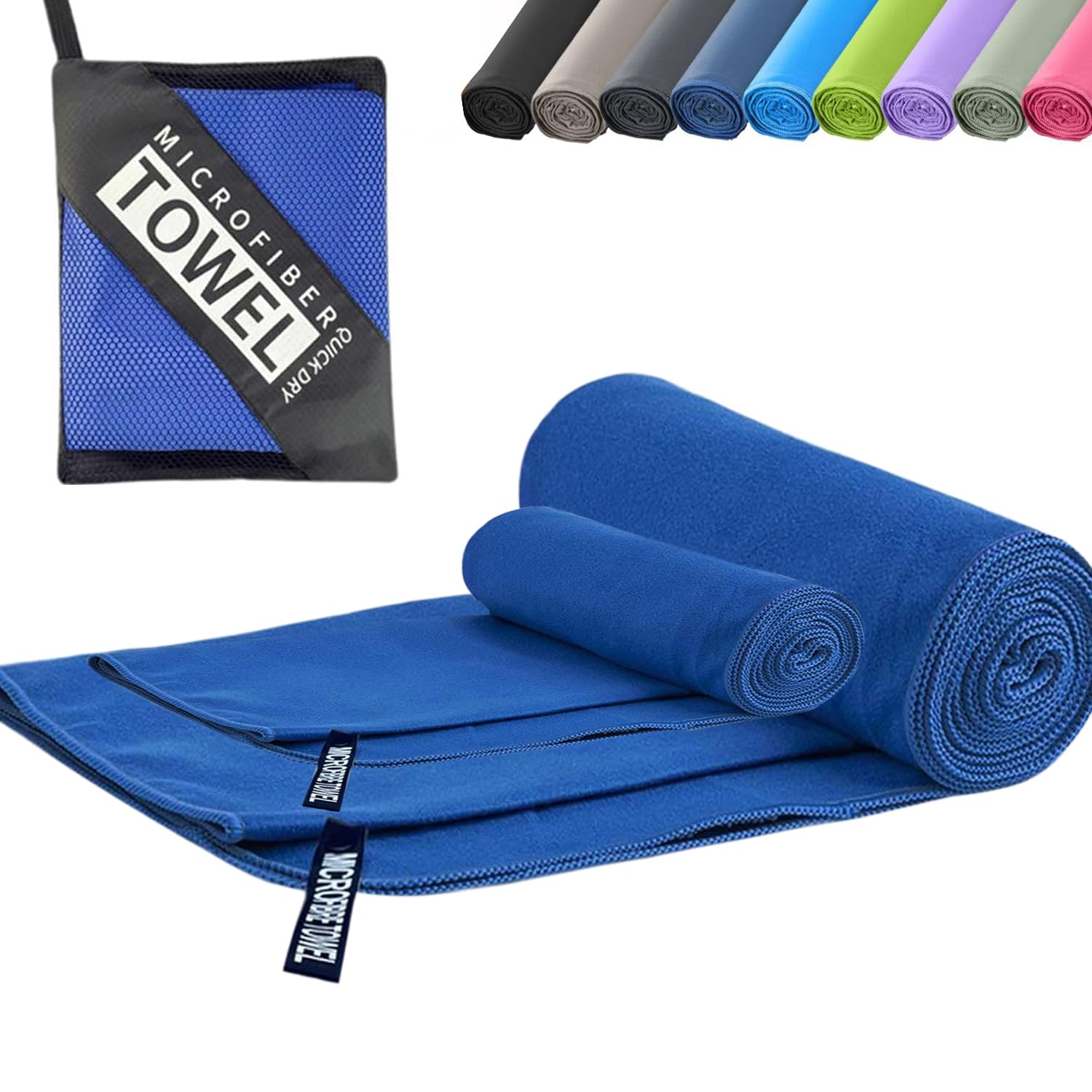Microfibre Towel - Quick dry Lightweight Absorbent Travel Towel ，Beach Towel Perfect for Sports Beach Gym Swimming，Cycling,Yoga, Camping ，Hiking (2, Navy Blue)