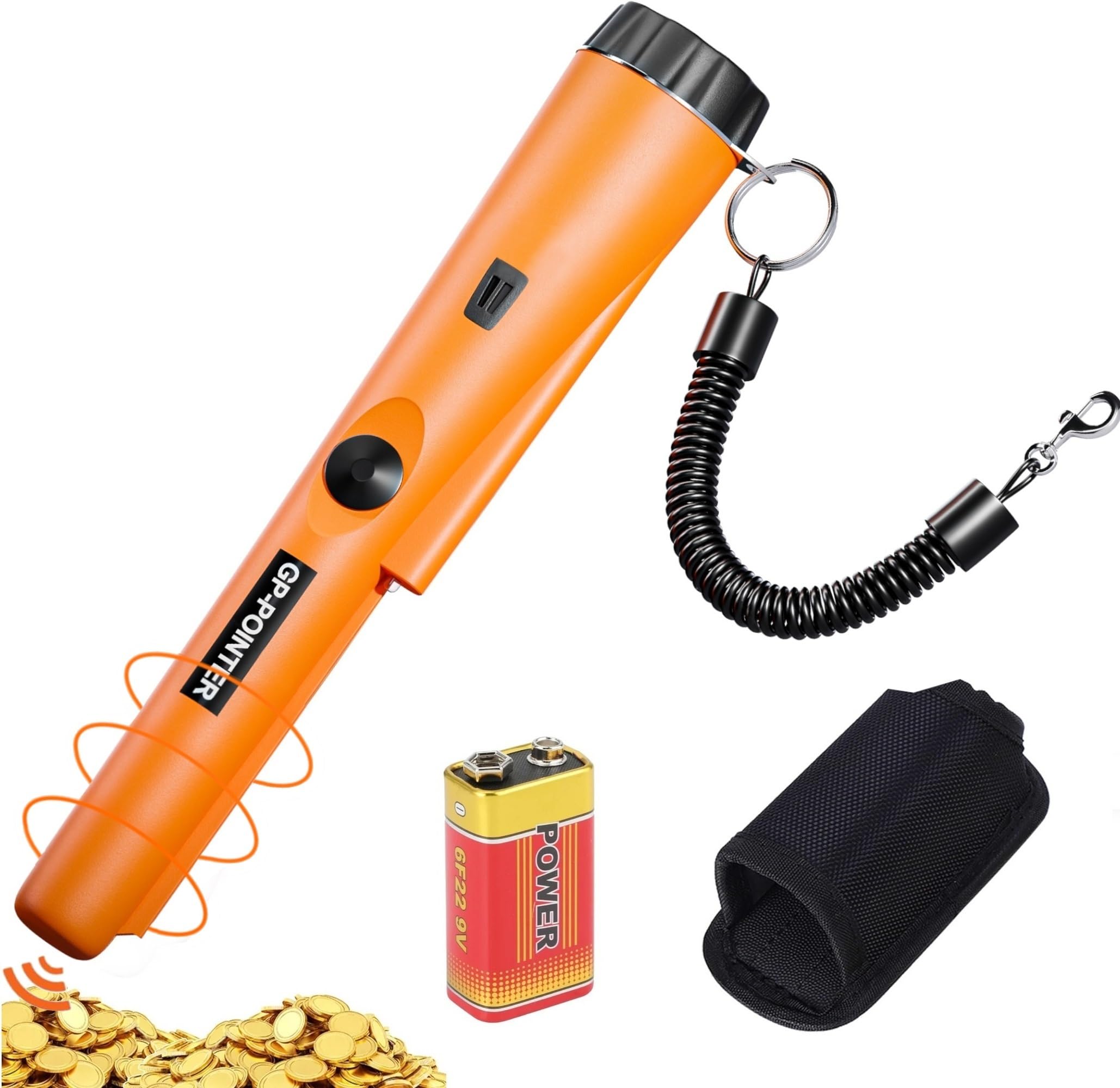 GLOBAL TECH Metal Detector Pinpointer, Professionale IP66 Impermeabile Palmare Pin Pointer Bacchetta Puntatore Puntatore di Ricerca Tesoro Individuazione Sonda con Batteria 9V per Adulti e Bambini