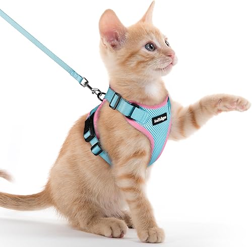 Miniatura 29 de rabbitgoo Cat Harness and Leash for Walking, Escape Proof Soft Adjustable Vest Harnesses for Cats, Easy Control Breathable Reflective Strips Jacket