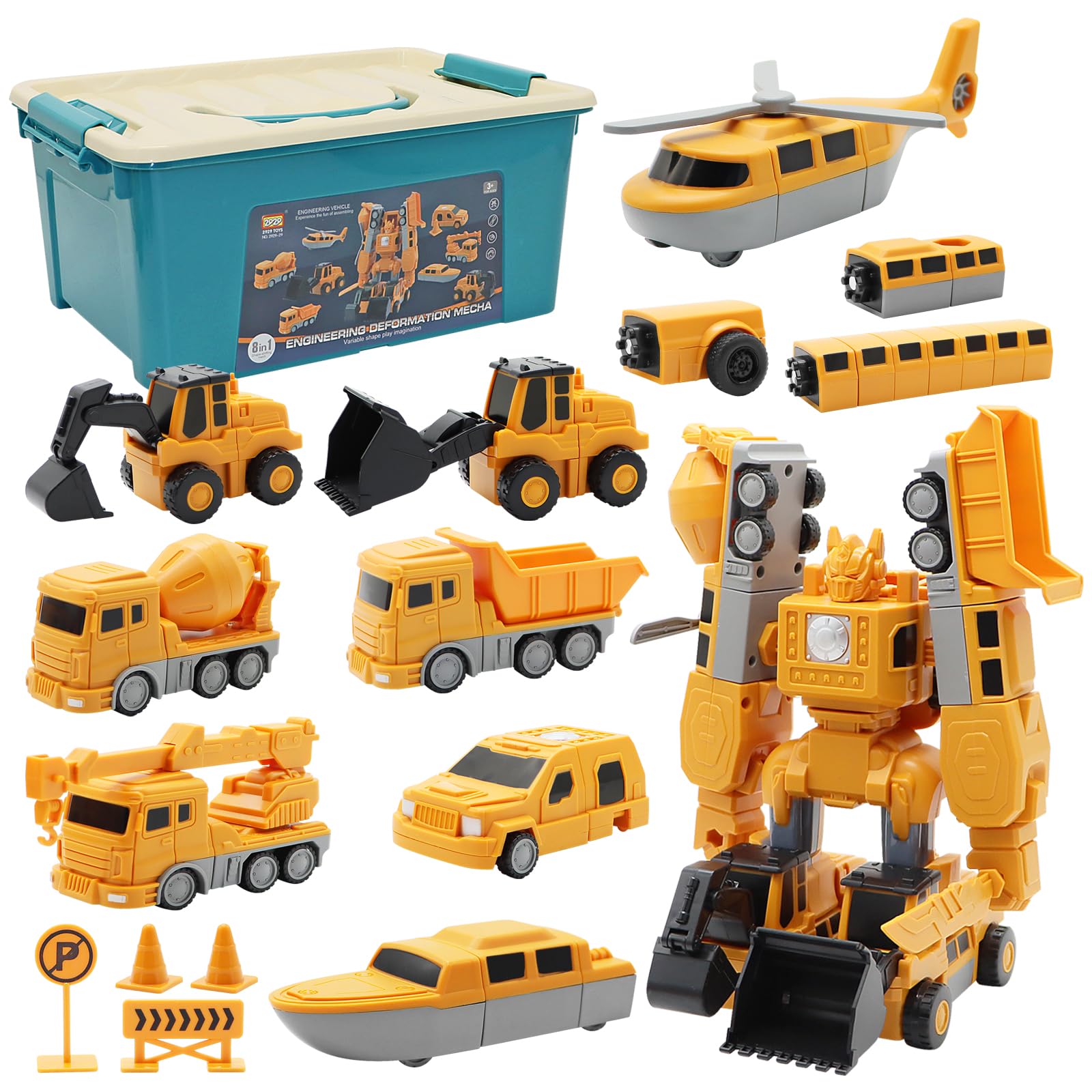 AlekerConstructo Modular Transforming Toy Set, Magnetic Transform Engineering Car, Construction Toys, Transformer Robot Car, Building Blocks Tiles for Kids (35 PCS)