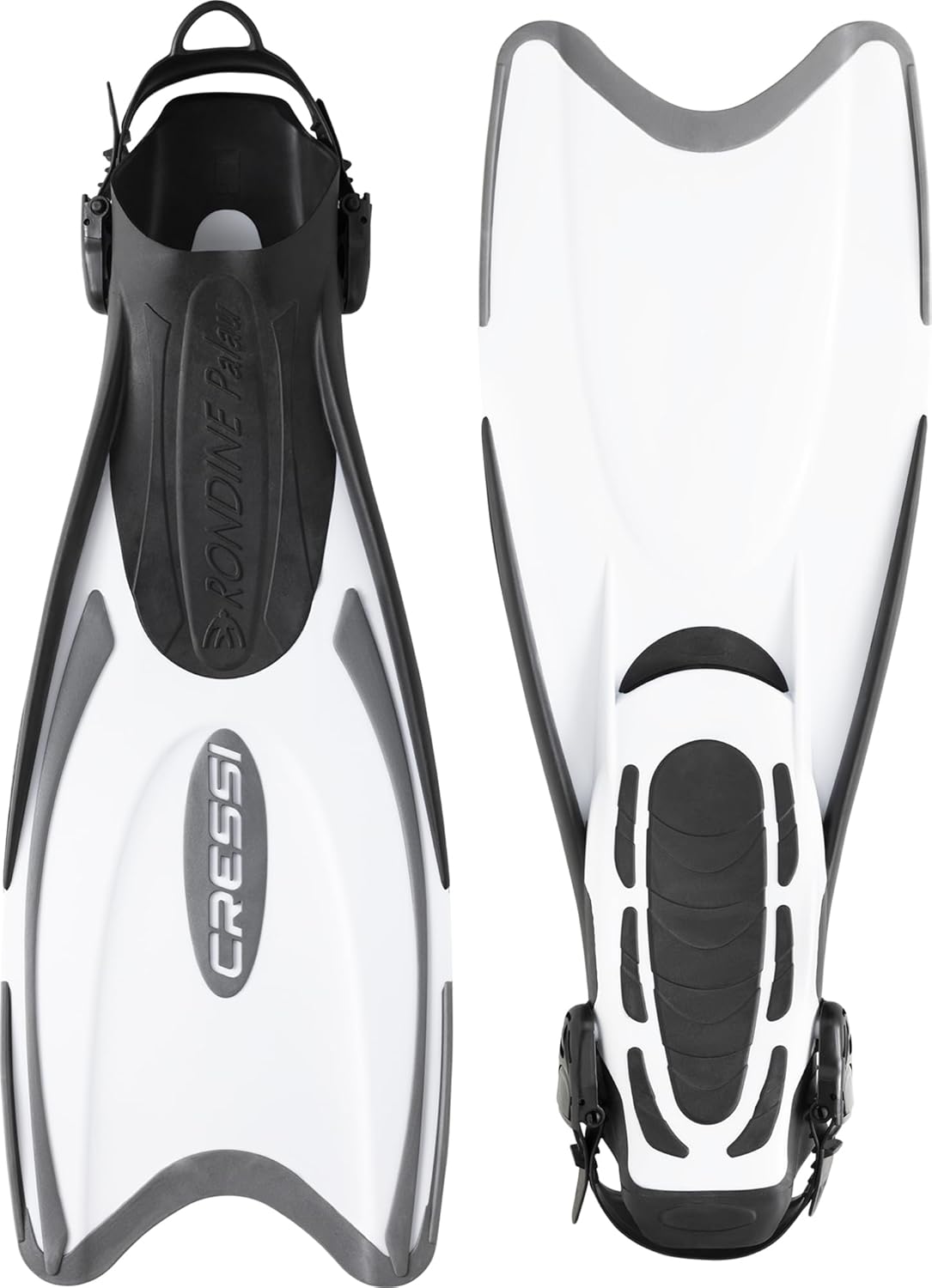 Cressi Snorkeling Adjustable Fins for All Family - Long Blade Versatile Open Heel Flippers - Palau: Made in Italy