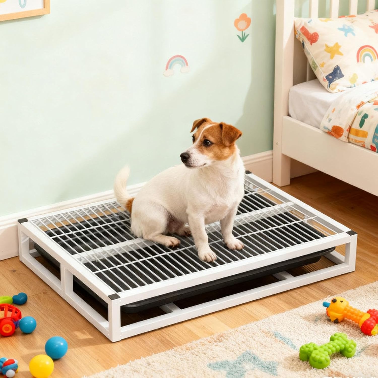 Dog Toilet Tray, Keeps Paws and Floors Clean, with Pull-Out Tray, Bed Pan, and Lattice Training, S