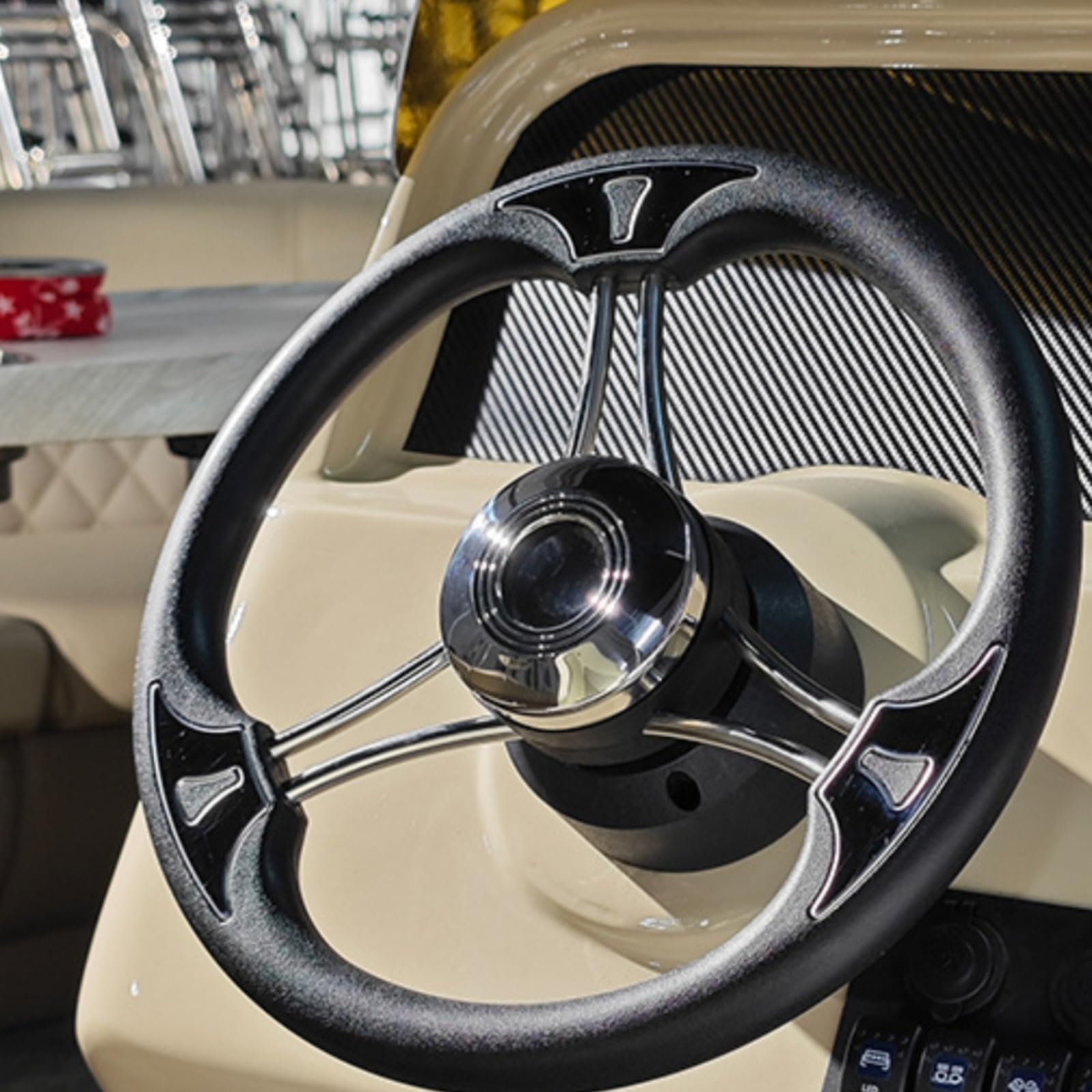 TISHITA Marine-steuerrad Boot Lenkrad Rad Schiffsruder Edelstahl mit Drei Speichen für Stabile Führung Und Reduzierte Ermüdung für Yacht Motorboot Segelboot Werftbetrieb Freizeitfahrt 13.5zoll