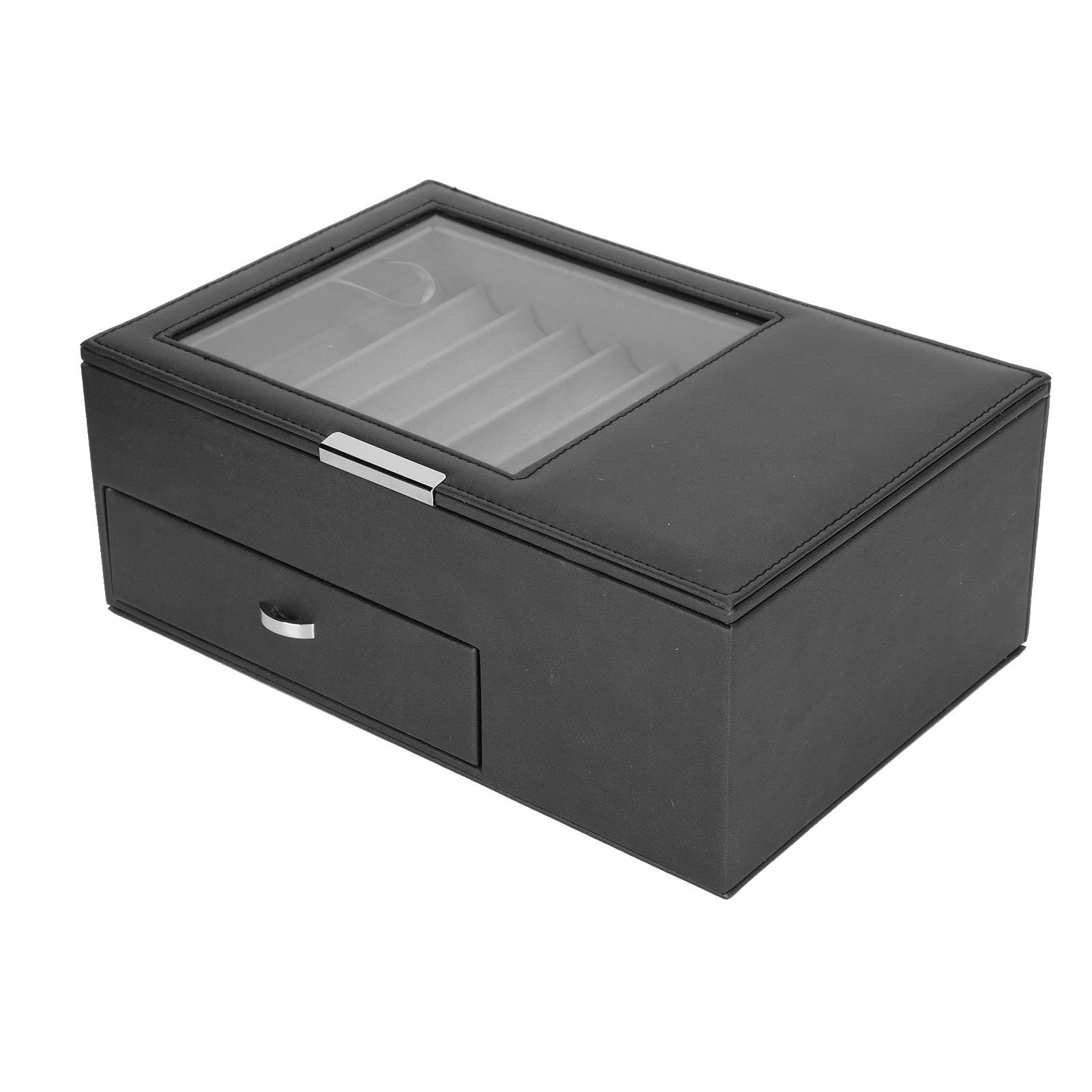 Naroote Custodia per Esposizione di Penne, Organizer per Collezione di Penne in Pelle PU, Custodia per Fontana a Doppio Strato per Riporre Vari Articoli di Cancelleria e Inchiostro (BLACK)