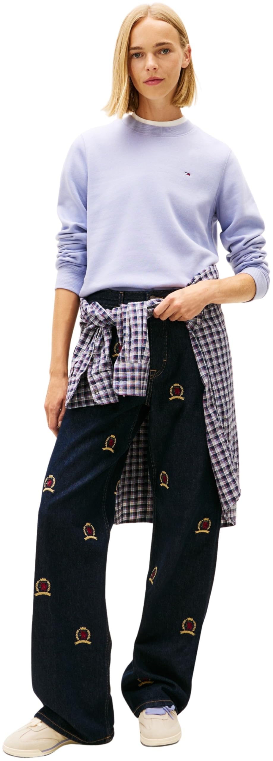 Tommy Jeans Damska bluza TJW REG S FLAG CREW DW0DW19959 Pulower, NIEBIESKA (Periwinkle Dusk), XL, Niebieski (Zmierzch Krwinka), XL