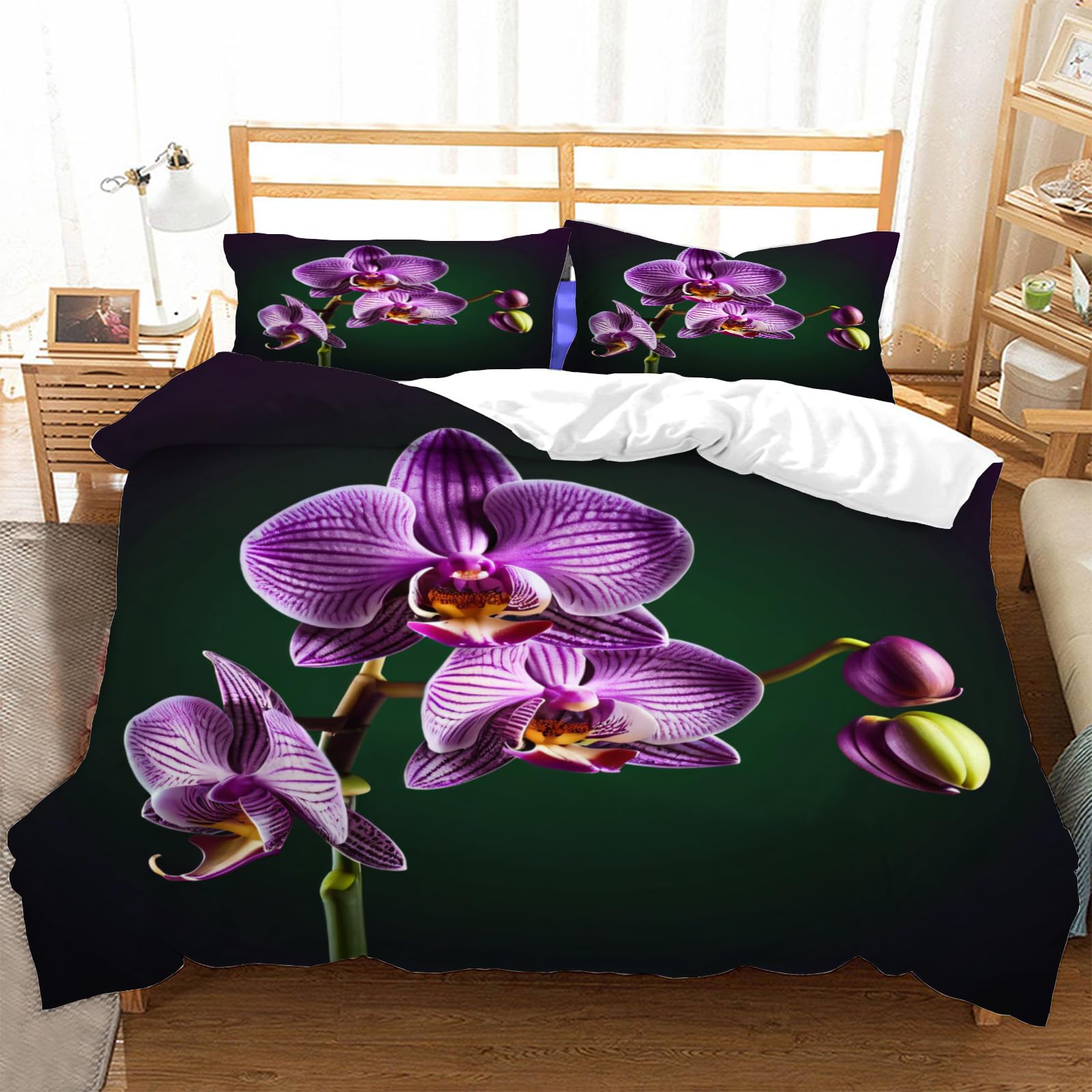 Parure de lit 240x260 orchidée minimaliste en microfibre soyeuse haut de gamme
