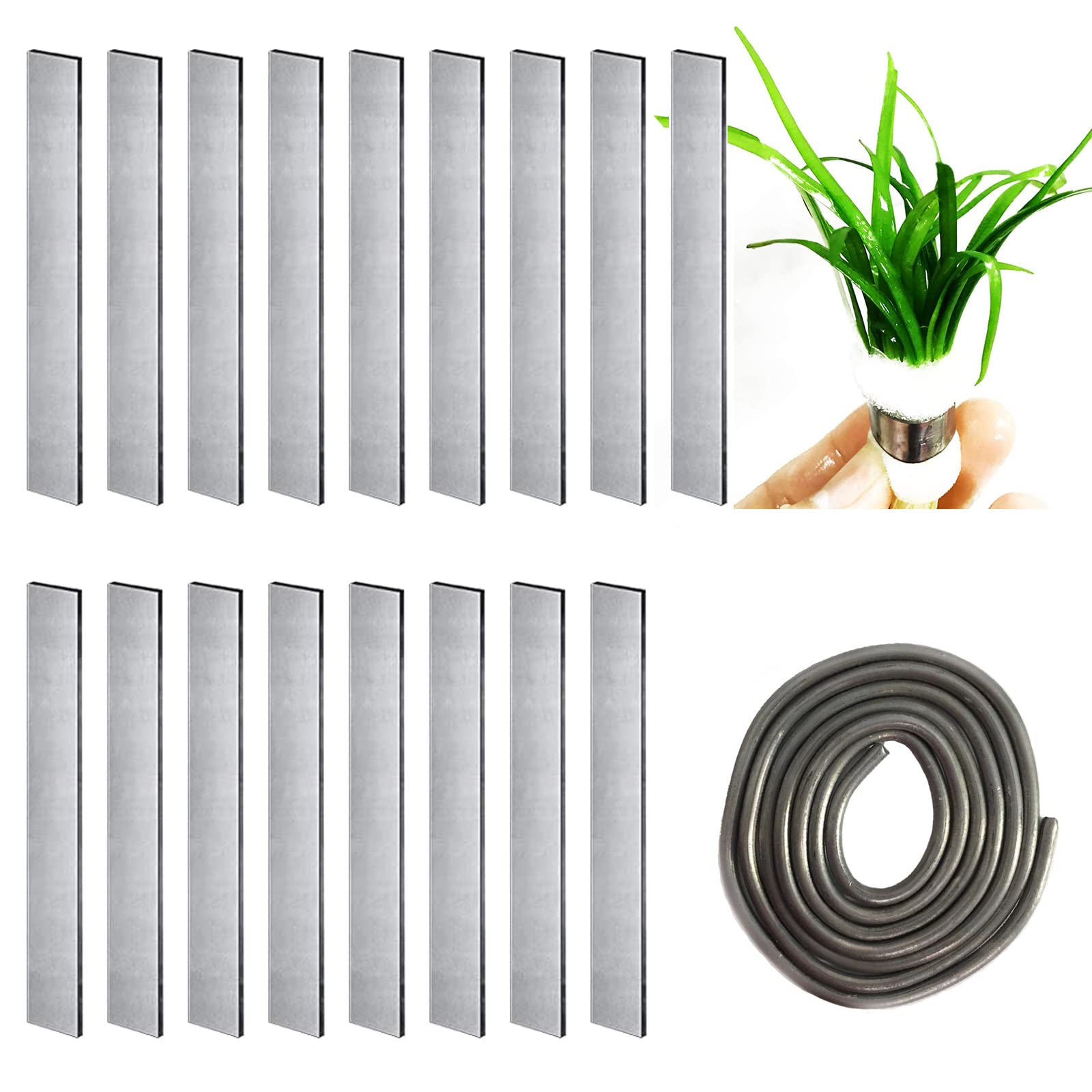 Fortunemee Aquarium Plant Over Weight Anchor, 17 PCS Lead Sheets and 40 inches Lead Strip, Can Cut Metal Strips Aquatic Weight Anchor for Aquarium