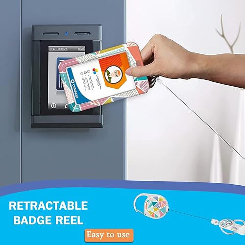 Miniatura 4 de Portatarjetas y carrete retráctil de alta resistencia, funda para tarjetas de identificación con clip de mosquetón, soporte para insignia con clip