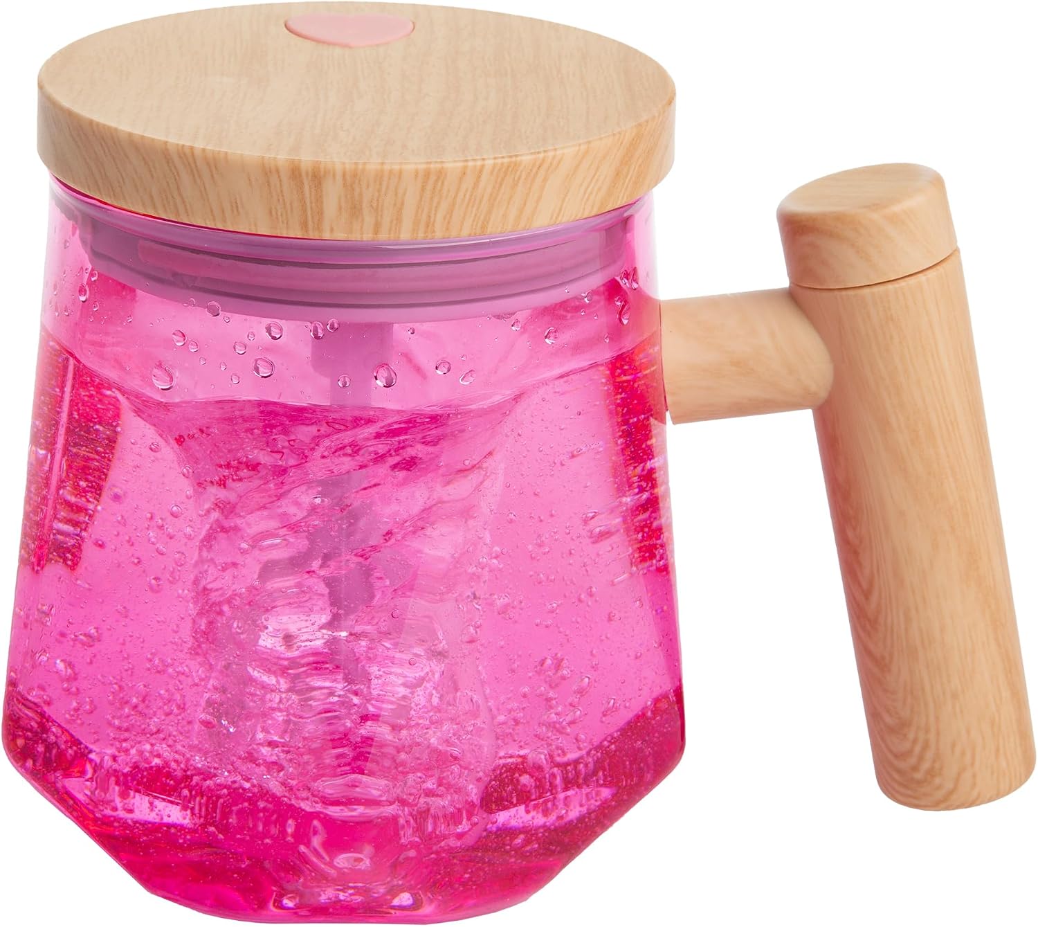 Paris Hilton Self Stirring Mug, Battery-Operated Mixing Mug for Coffee, Cocoa, Powders and More, Durable Borosilicate Glass with Heart Button, 13.5-Ounce Size, Pink