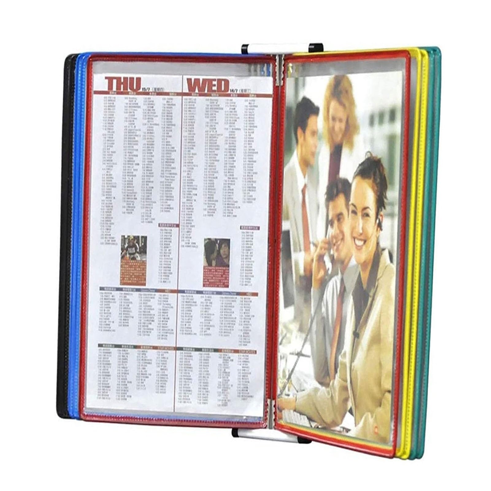Wandmontage Sichttafelsystem - Stabiler Sichttafel-Tischständer, 10 Sichtfächer, A4-Flip-Aktenhalter, Briefgröße, Zum Aufbewahren Und Präsentieren Von Dokumenten, Farbige Taschen