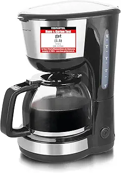 Emerio CME-122933, cafetera de filtro, 1,25 l para hasta 10 tazas de café recién hecho, filtro permanente extraíble, función antigoteo, cafetera de cristal, apagado automático, 1000 vatios