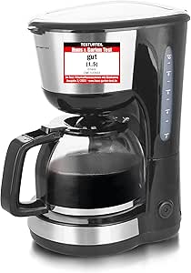 Emerio CME-122933, cafetera de filtro, 1,25 l para hasta 10 tazas de café recién hecho, filtro permanente extraíble, función antigoteo, cafetera de cristal, apagado automático, 1000 vatios0