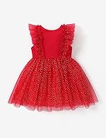 Vista 2 de PATPAT Vestido de tutú sin mangas de algodón para niña, vestido de encaje con volantes de malla