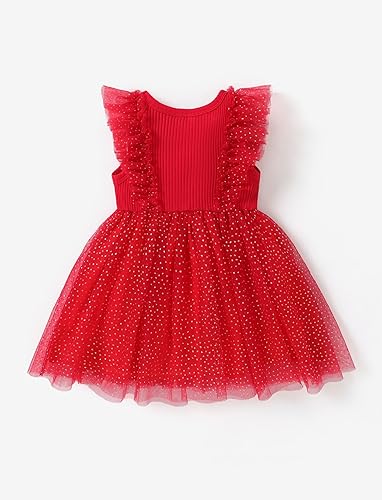 Miniatura 2 de PATPAT Vestido de tutú sin mangas de algodón para niña, vestido de encaje con volantes de malla