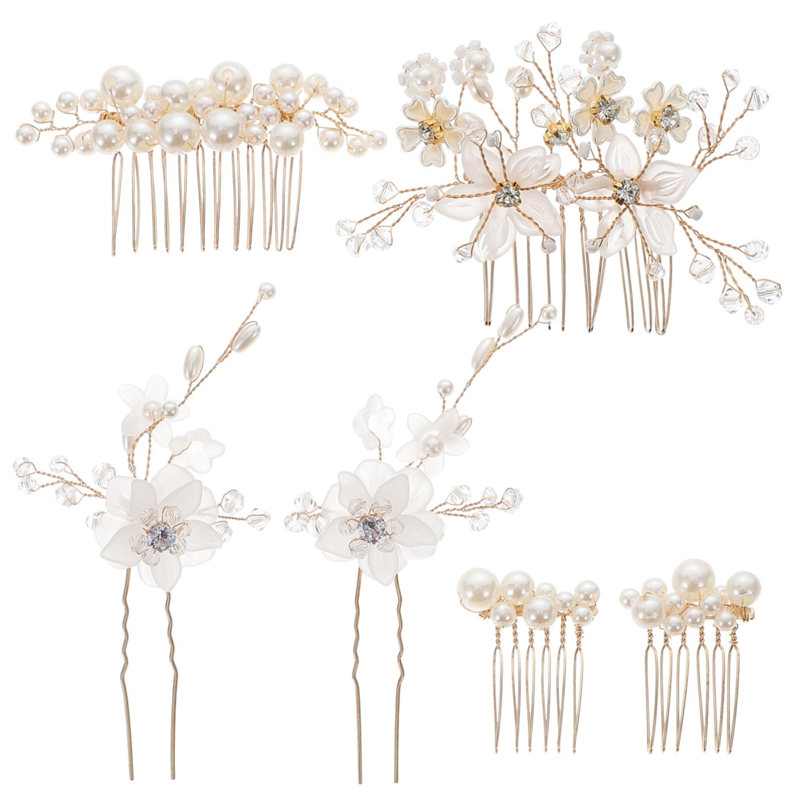 VICASKY 24 Pièces Peignes Cheveux Latéraux et Fleur Dorée Accessoires Mariée Élégants pour Coiffure de Mariage Épingles Décoratives Vintage