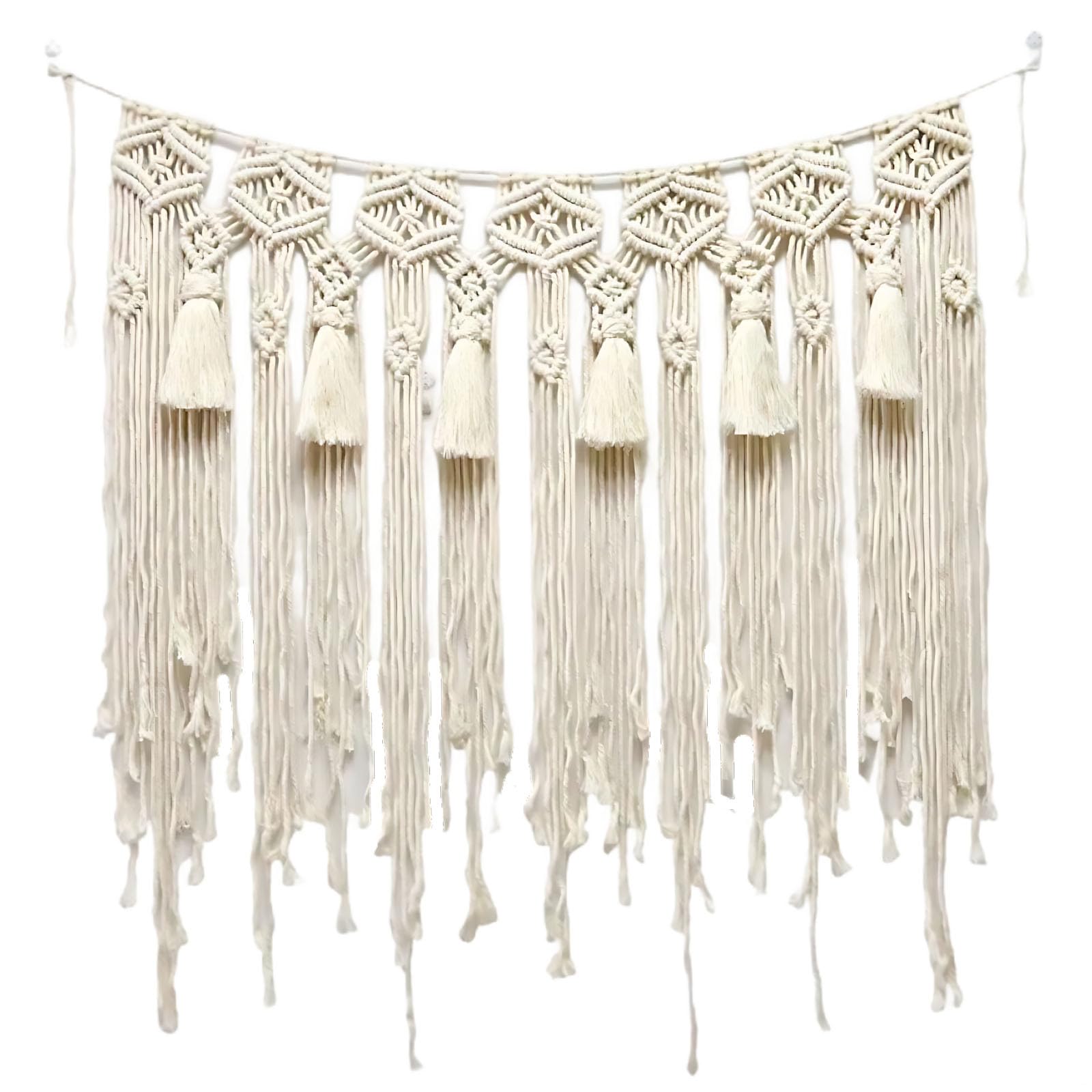 Franges tricotées macramé tapisserie murale grand format pour habiller un mur vide