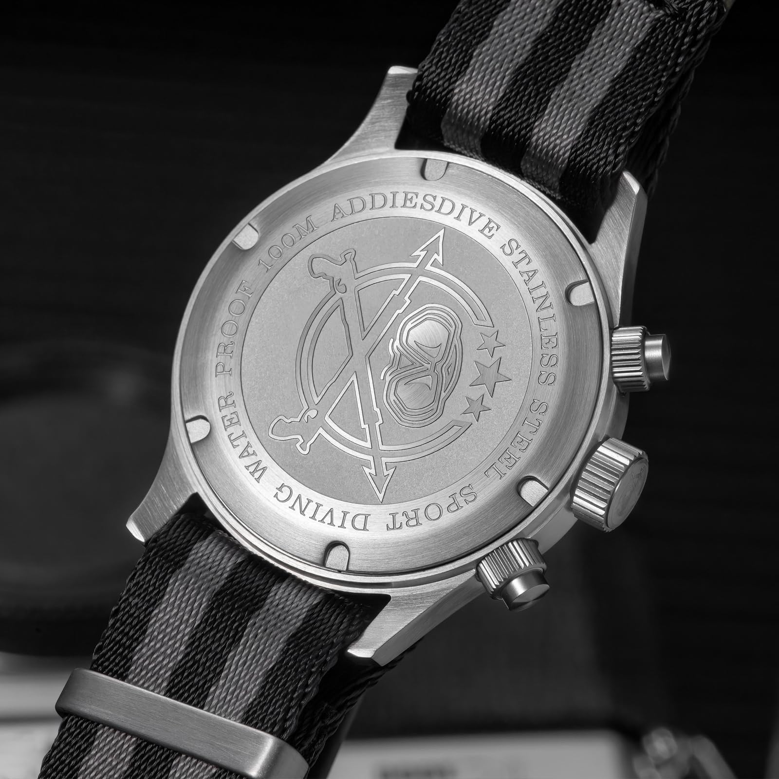 ADDIESDIVE Męski luksusowy zegarek kwarcowy chronograf z mechanizmem VK64 100 m wodoszczelny szafirowe szkło BGW9 Luminous analogowy zegarek z nylonową bransoletką do sportów na świeżym powietrzu