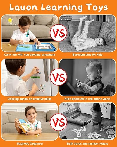 Miniatura 4 de Lauon Juego de letras y números magnéticos para niños pequeños, 52 imanes del alfabeto para refrigerador, juguete de educación temprana con
