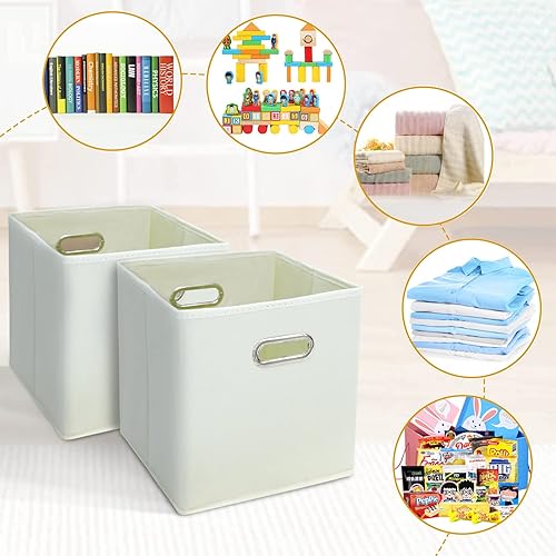 Miniatura 3 de Contenedores de almacenamiento de cubo de 11 pulgadas, cubos de tela con asa, cesta plegable para armario o caja de almacenamiento plegable, 11 x 11