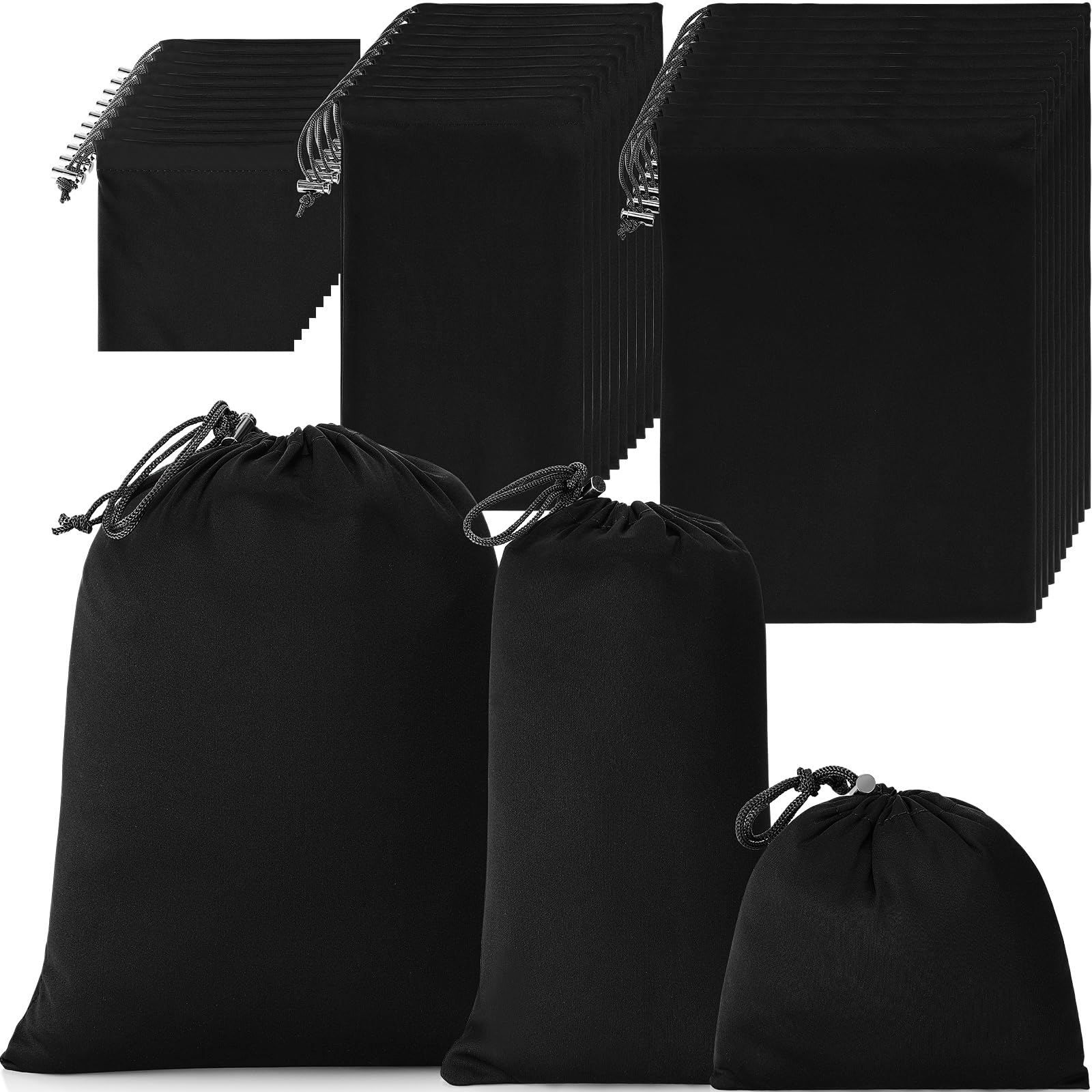 Nuogo 30 bolsas de almacenamiento de juguetes para adultos, 3 tamaños, bolsa de microfibra con cordón, organizador de juguetes ajustable, bolsa plegable para joyas, juguetes, cosméticos (negro)