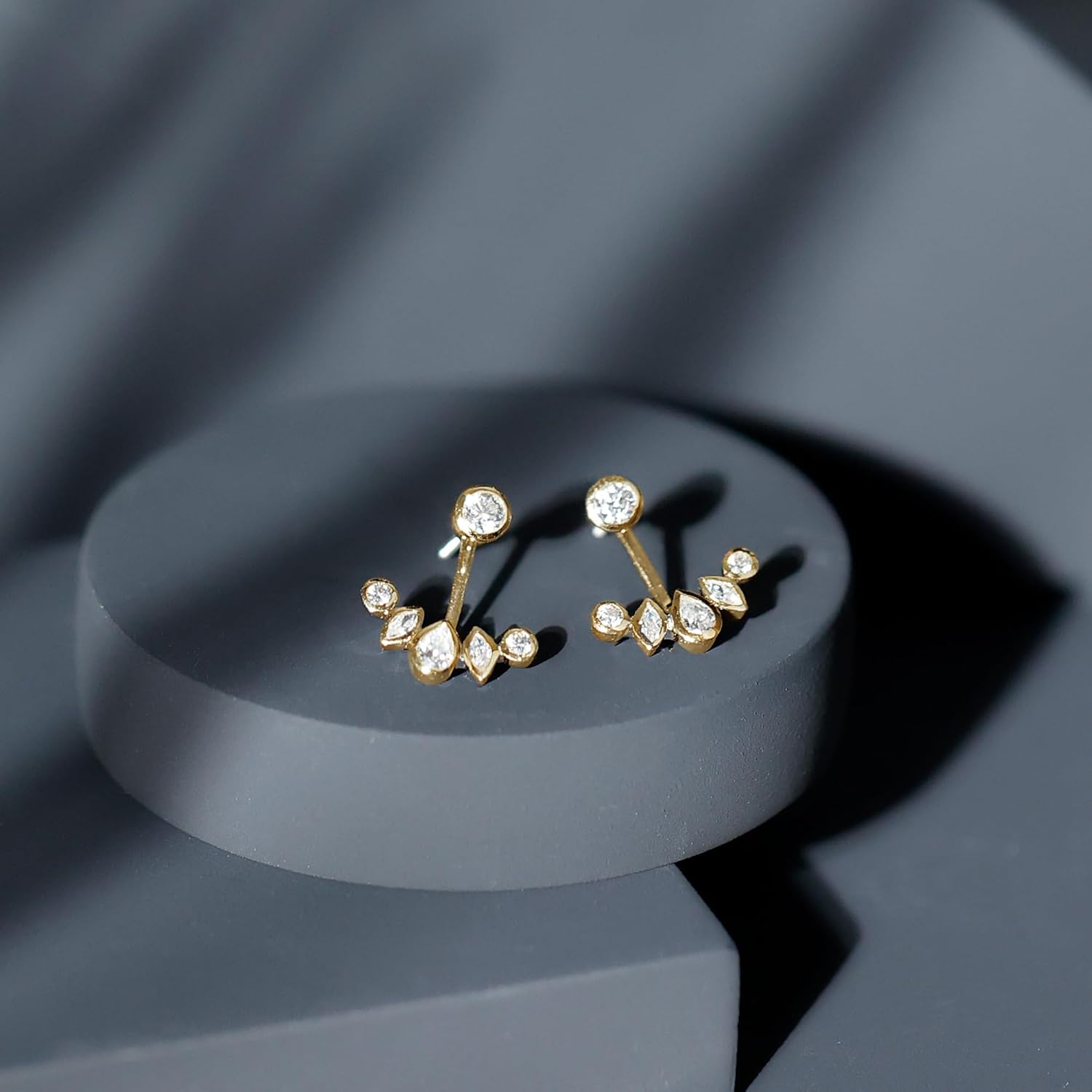 Certified Moissanite Jacket Earrings, D-Vs1 Quality, Silver Moissanite Front Back Earrings - Gift For Special Occasions