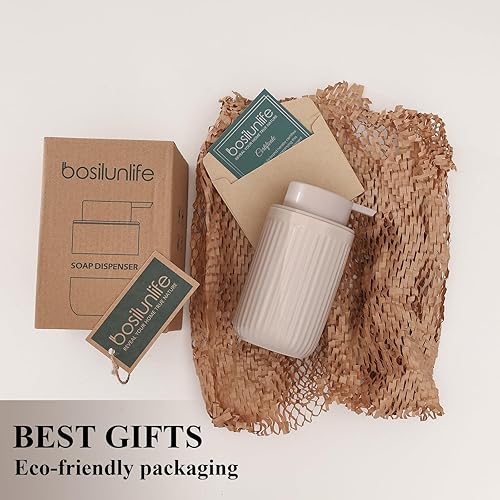 Miniatura 5 de BosilunLife Dispensador de jabón de manos para platos, dispensador de jabón líquido caqui para baño, Decro, dispensador de platos de cocina de