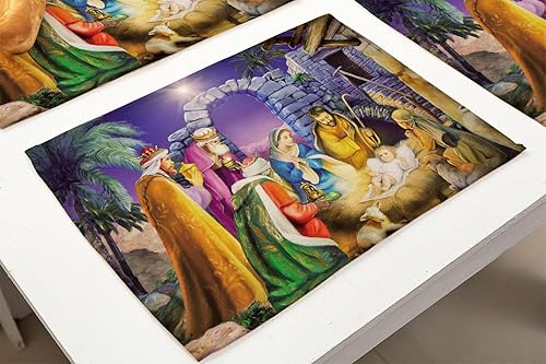 Miniatura 4 de Manteles individuales de Navidad con diseño de Jesús en el pesebre, manteles individuales únicos de Navidad, manteles individuales religiosos,