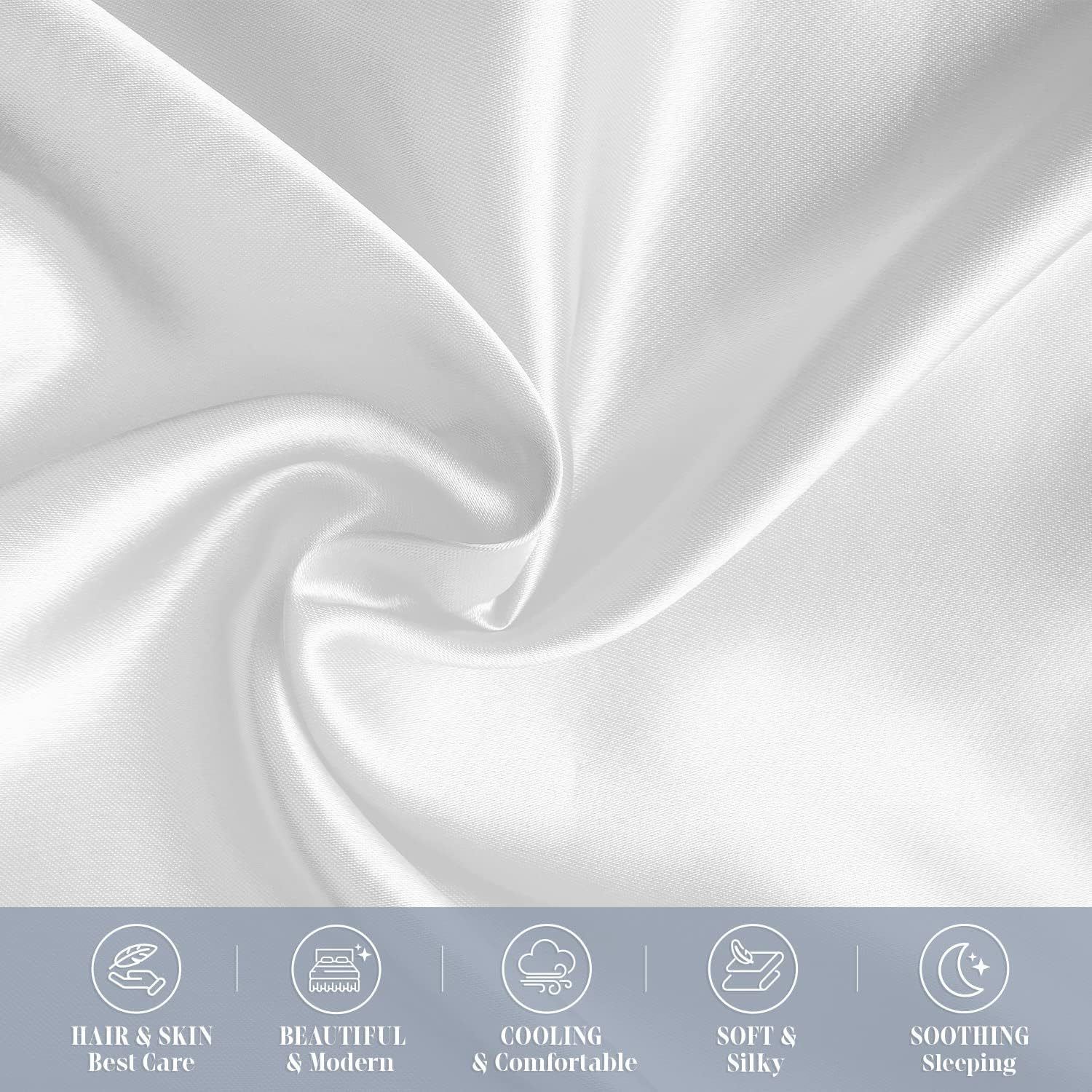Elegant Comfort 6-Pack White Standard/Queen Viscose Satin Pillowcase Set with Hidden Zipper Closure, 20" x 30"