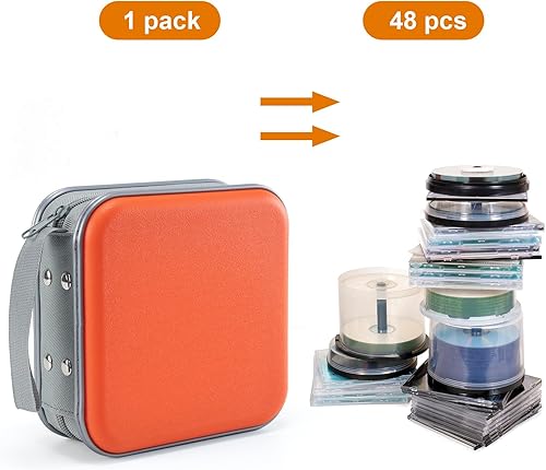 Miniatura 9 de UENTIP Funda para DVD, capacidad de 48 unidades, portátil, con cremallera, almacenamiento grande, cartera de CD, organizador de CD, viaje en casa
