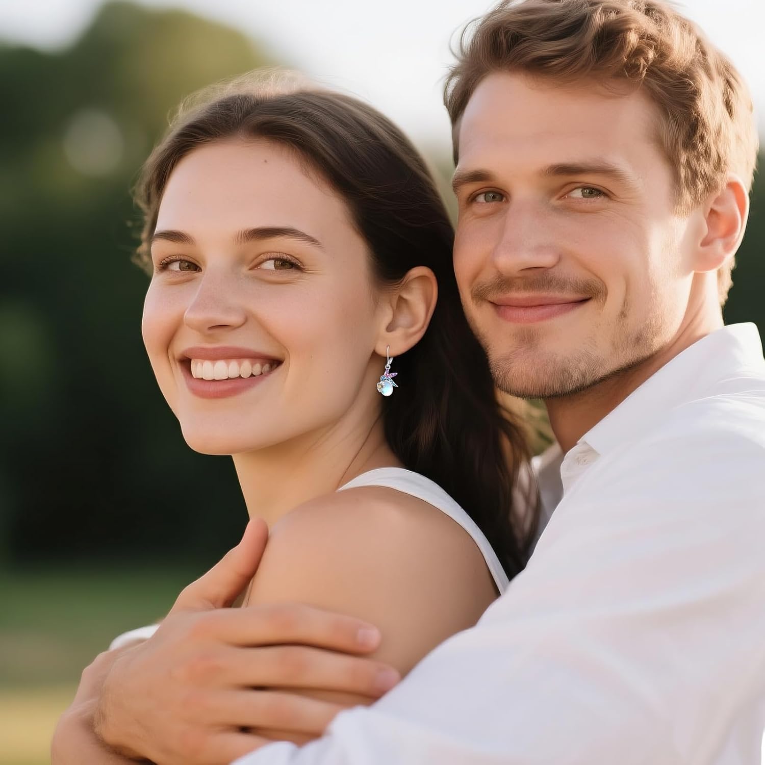 Hummingbird with Moonstone Dangle Earrings 925 Sterling Silver Hummingbird Leverback Earrings for Women - Image 5