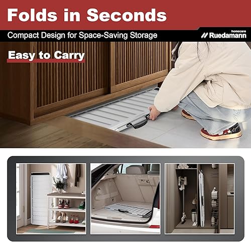 Miniatura 6 de Ruedamann Rampa de umbral de 47.6 pulgadas de largo x 28.1 pulgadas de ancho, rampas para sillas de ruedas de 4 pies, altura de 8 pulgadas,