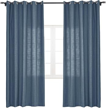 cololeaf Linen Curtains Extra Long Curtains 102 inches Room Darkening Curtains for Bedroom Living Room Natural Window Treatment Neutral Home Decor Grommet Aegean Blue 100Wx102L 1 Panel