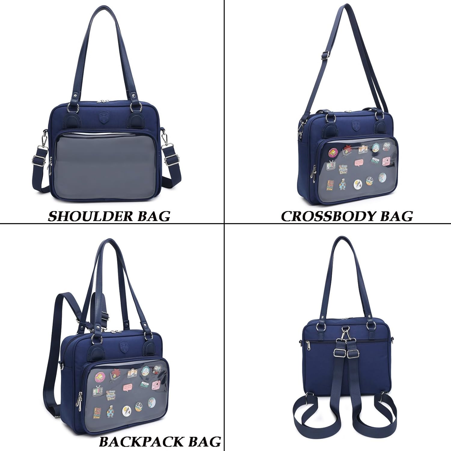 RAINBOW SMILE Canvas Ita Bag Backpack Crossbody Bag Kawaii Pin Display Bag Messenger Shoulder Bags