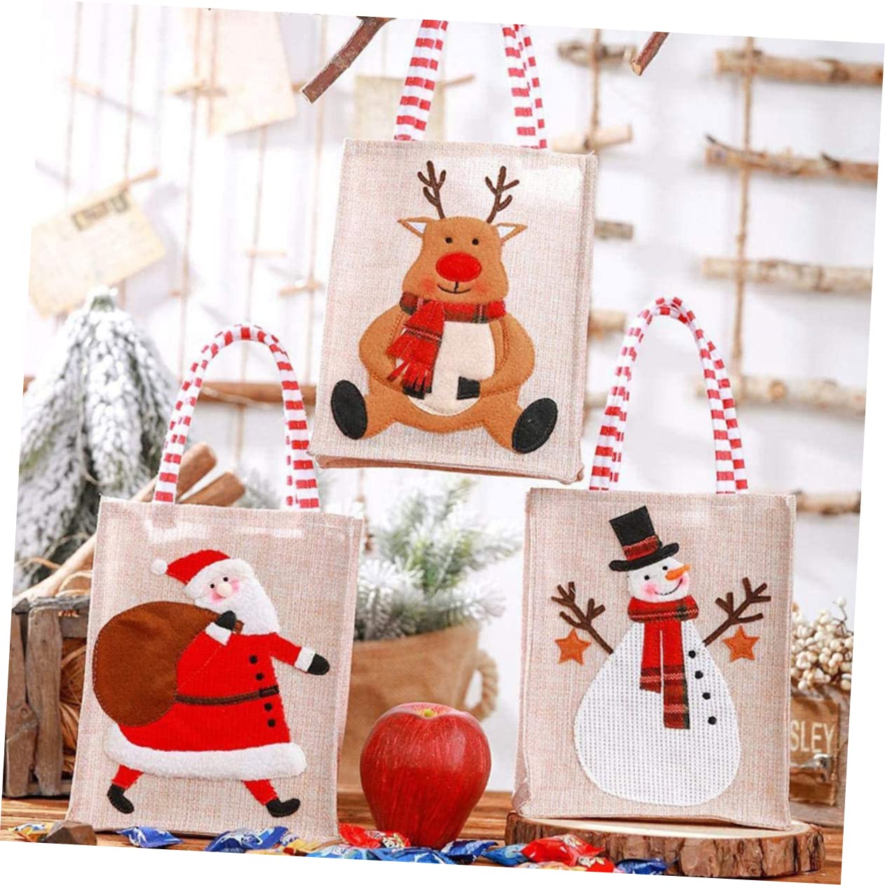 FRCOLOR 6pezzi Sacchetti Natalizi Tessuto Per Feste Di Natale Per Regali e Dolcetti Decorazioni Festive Per Eventi Natalizi