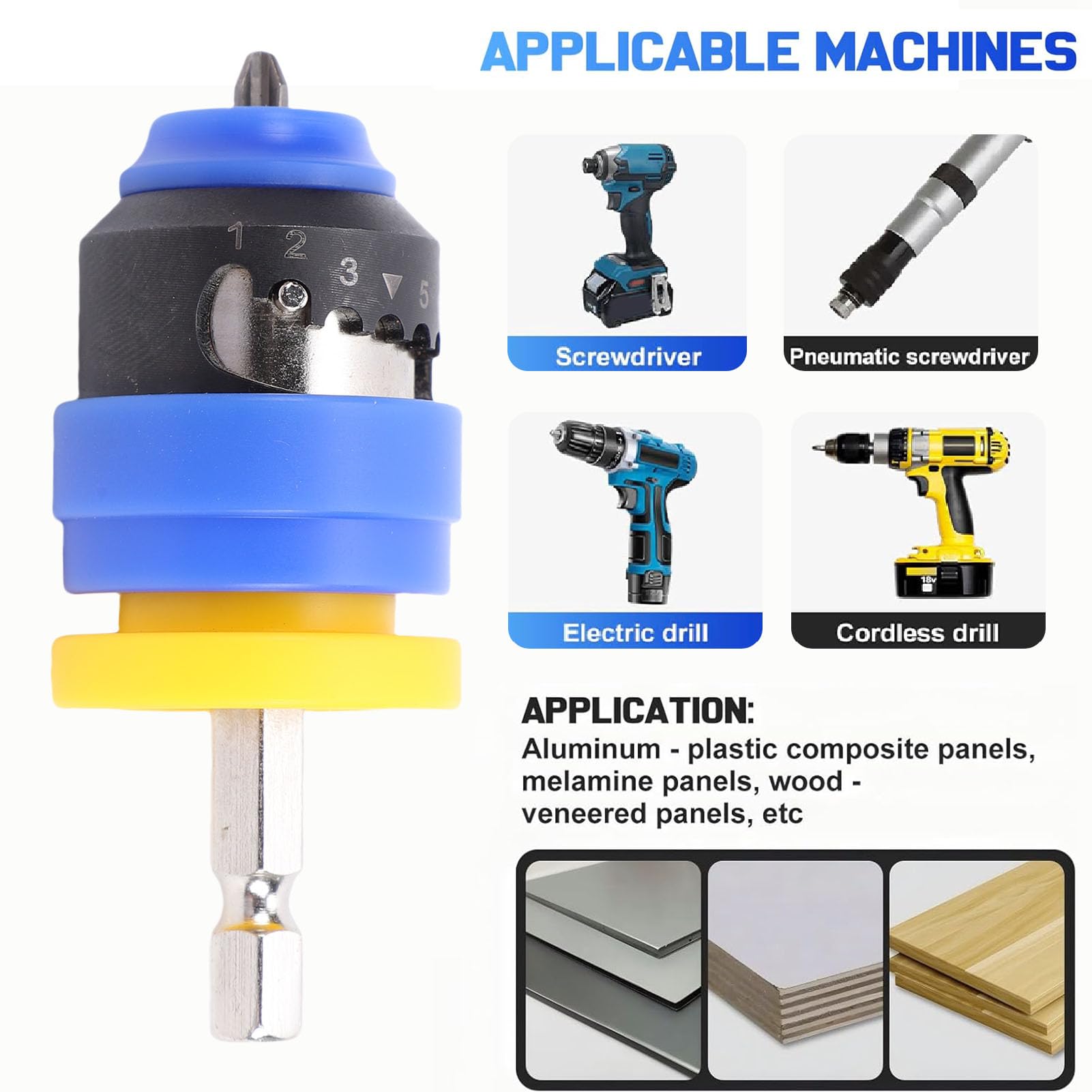 Posizionatore di viti con profondità regolabile a 7 livelli con supporto magnetico 2 punte di ricambio per cartongesso Conversione di trapano a percussione elettrico in pistola a