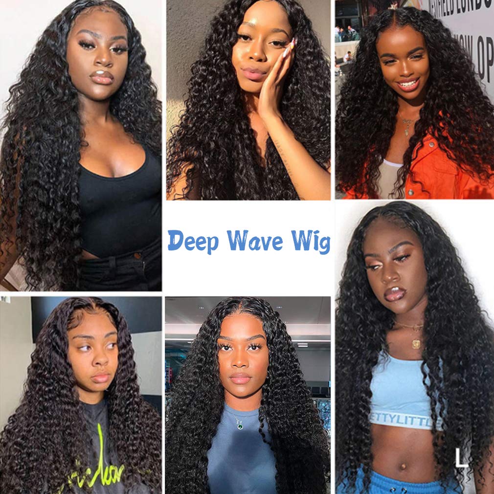 Amazon.com : 150% Density Deep Wave Lace Front Human Hair  display picture 1