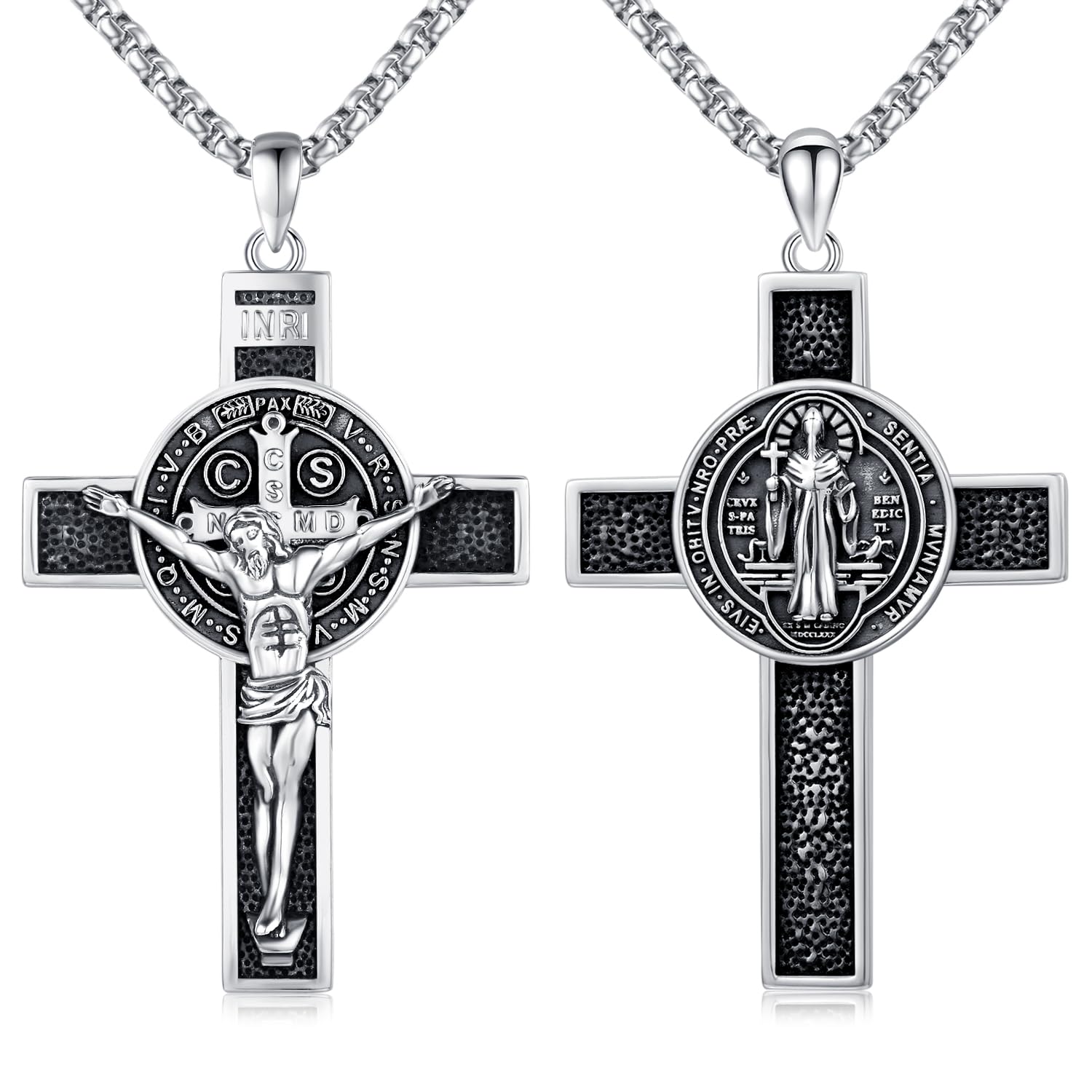 TwoAnts925 Sterling Silver Patron Saint Medal Necklace Protection Catholic Jewelry Gifts for Men Women
